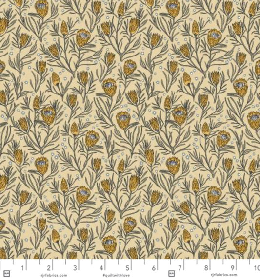 Get Out And Explore - Gemma Earthy Botanics - Yellow Pin Protea Fabric - Cotton + Steel