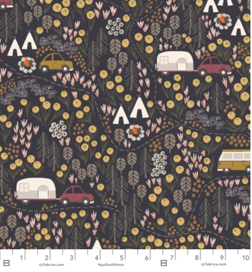 Get Out And Explore - Campfire Night - Midnight Fabric - Cotton + Steel