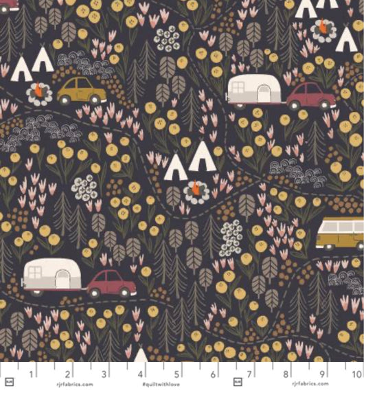 Get Out And Explore - Campfire Night - Midnight Fabric - Cotton + Steel