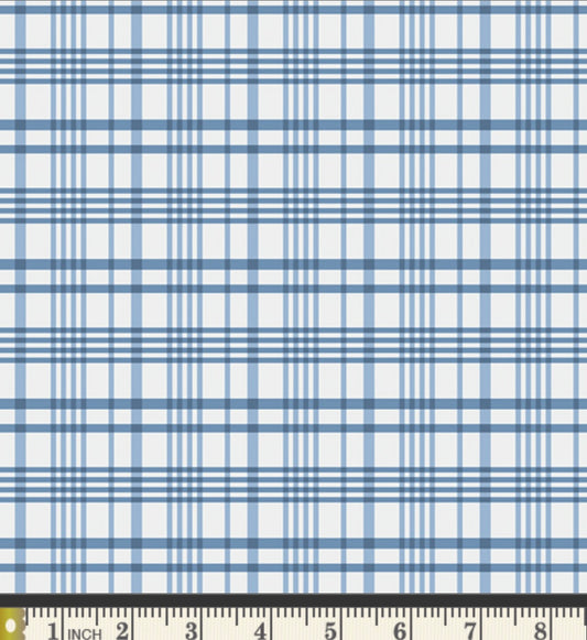 Happy Plaid Periwinkle by Maureen Cracknell - Storyteller Plaids Collection - Art Gallery Fabrics