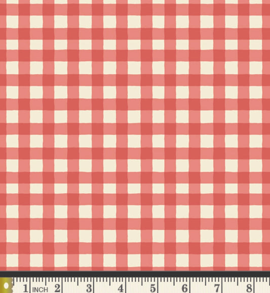 Small Plaid of my Dreams Coral by Maureen Cracknell - Storyteller Plaids Collection - Art Gallery Fabrics