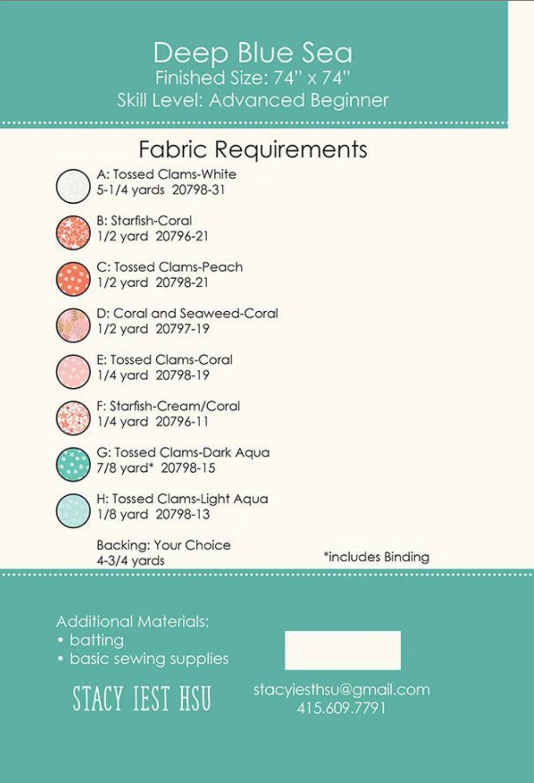 Deep Blue Sea - The Sea and Me Quilt Kit - Pattern by Stacy Iest Hsu - Moda Fabrics