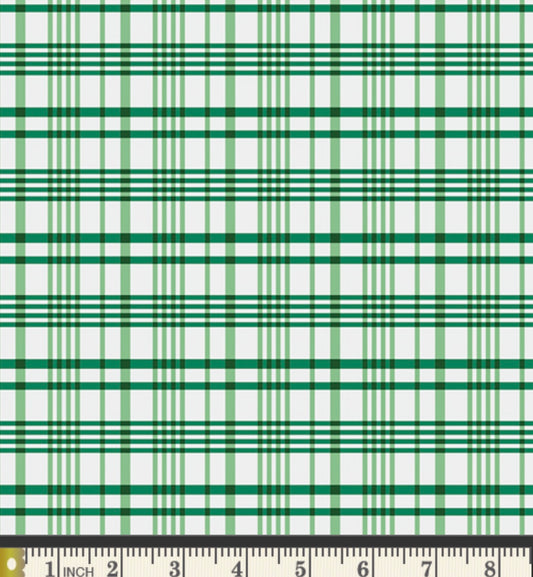 Happy Plaid Vert by Maureen Cracknell - Storyteller Plaids Collection - Art Gallery Fabrics