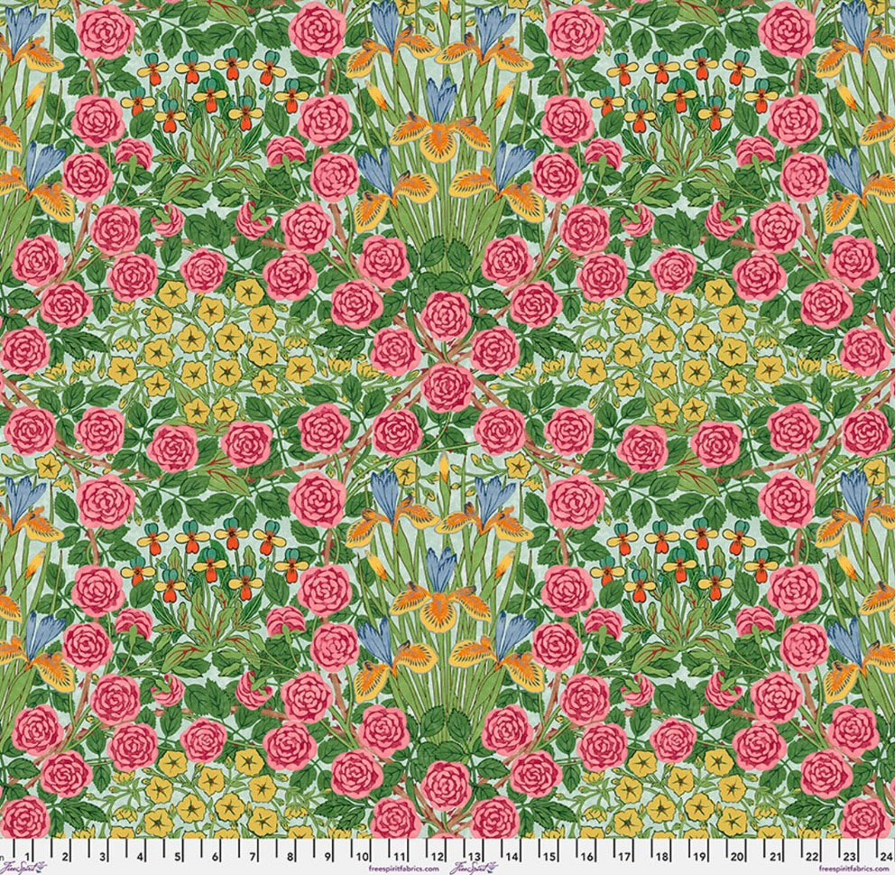 108” Wide Backing Fabric - Campanula - Seaglass - QBWM011.SEAGLASS- Bedford Park Collection by Morris and Co. - FreeSpirit Fabrics