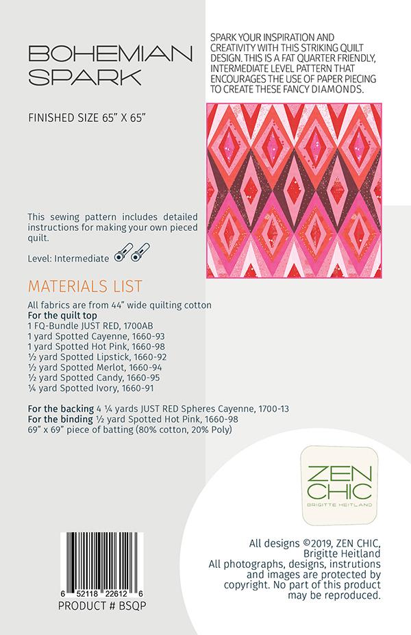 Bohemian Spark Quilt Pattern by Zen Chic