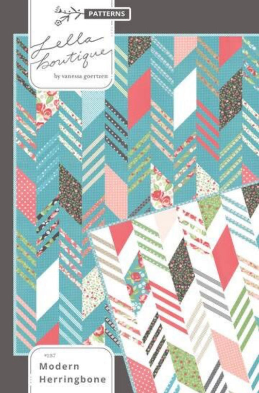 Modern Herringbone Quilt Pattern by Lella Boutique