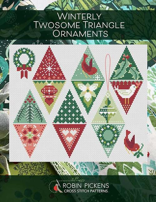 Winterly Twosome Triangle Ornaments - Cross Stitch pattern by Robin Pickins