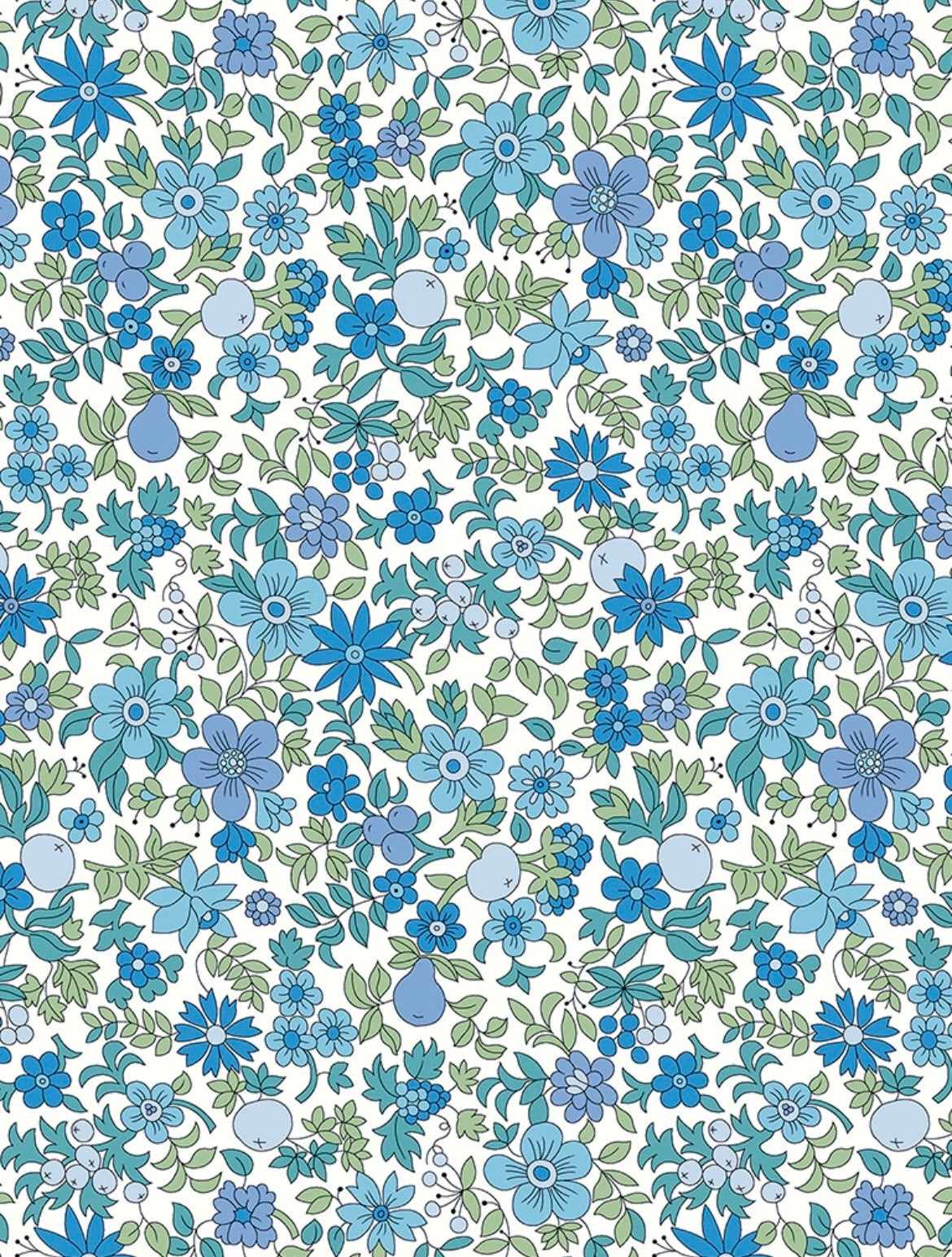 Fruit Punch - Blue - Tana Lawn - Liberty of London Fabrics - 100% Cotton
