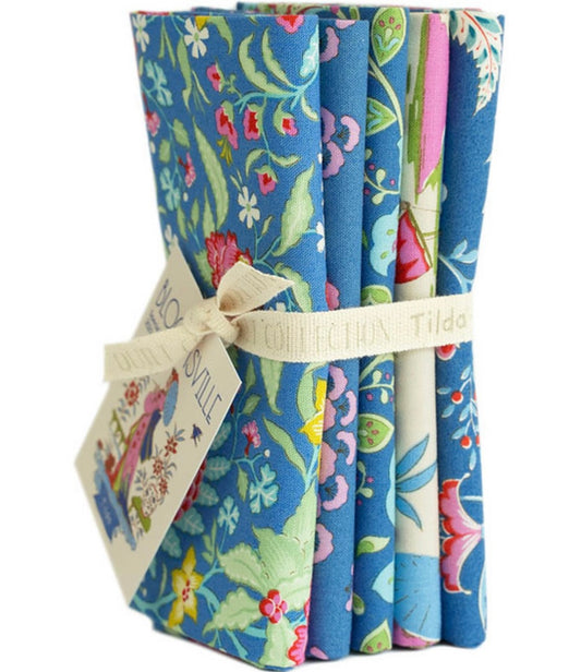 Bloomsville Collection - Blue Bundle - 5 Fabrics - Tilda Fabrics