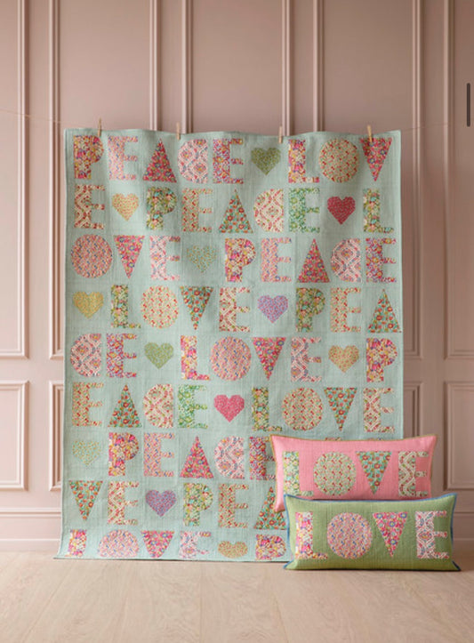 Peace and Love Quilt Kit - Chambray Sage - Wallflower Collection - Tilda Fabrics