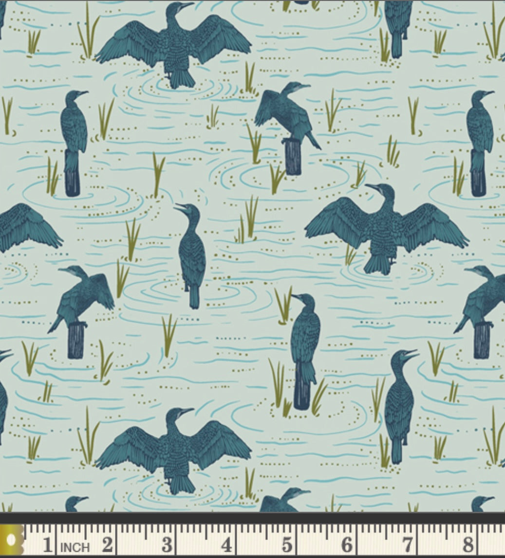 Bird Watching Serene - Tomales Bay Collection by Katie O’Shea - TOB20903 - Art Gallery Fabrics