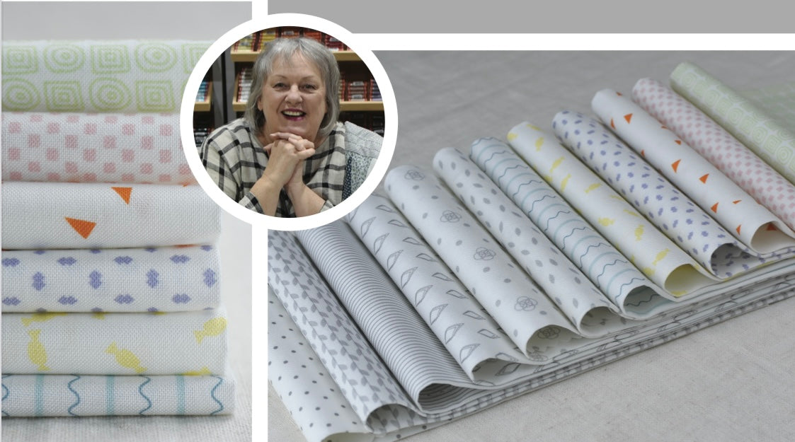 White Grey 18253 - Mixed Bag of Bon Bons Collection by Jen Kingwell - Moda Fabrics