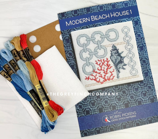 Modern Beach House I Cross Stitch Kit - Pattern by Robin Pickins