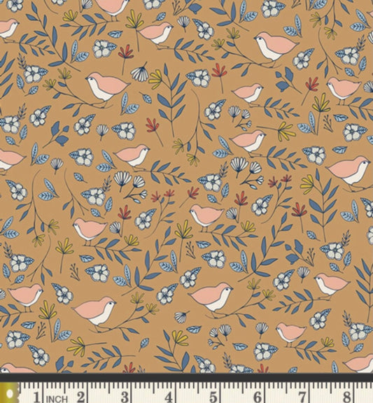 Lovebirds Amber - LVS-48809 - Love Story Collection by Maureen Cracknell - Art Gallery Fabrics - 100% Cotton