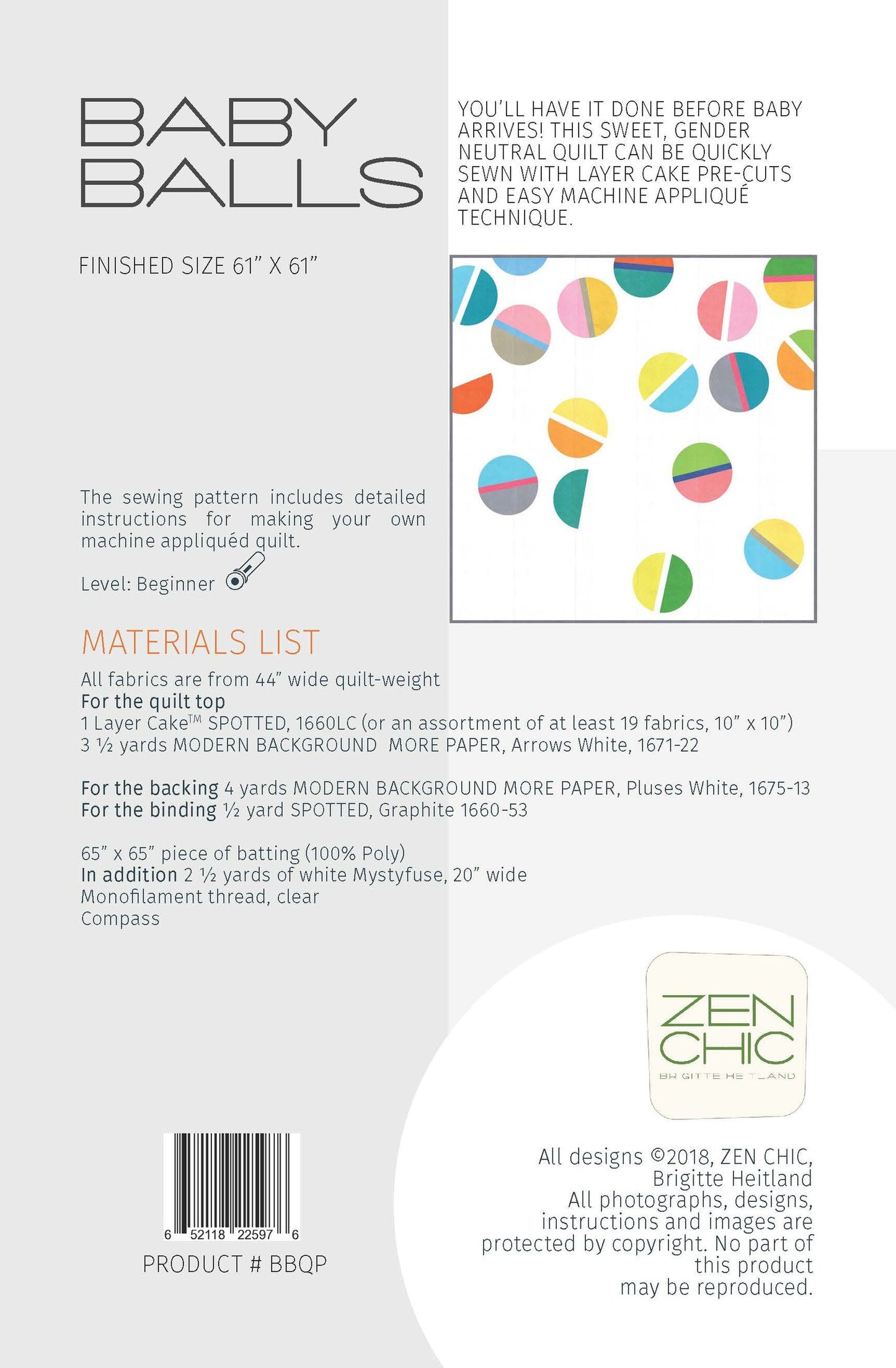 Baby Balls Quilt Pattern by Zen Chic