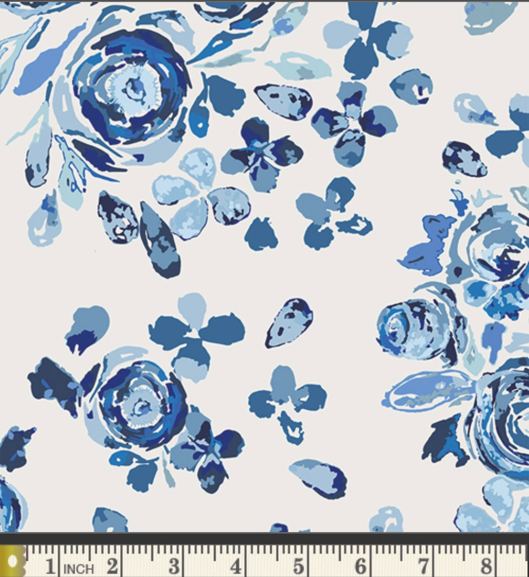 Swifting Flora Indigo - True Blue Collection by Maureen Cracknell - Art Gallery Fabrics