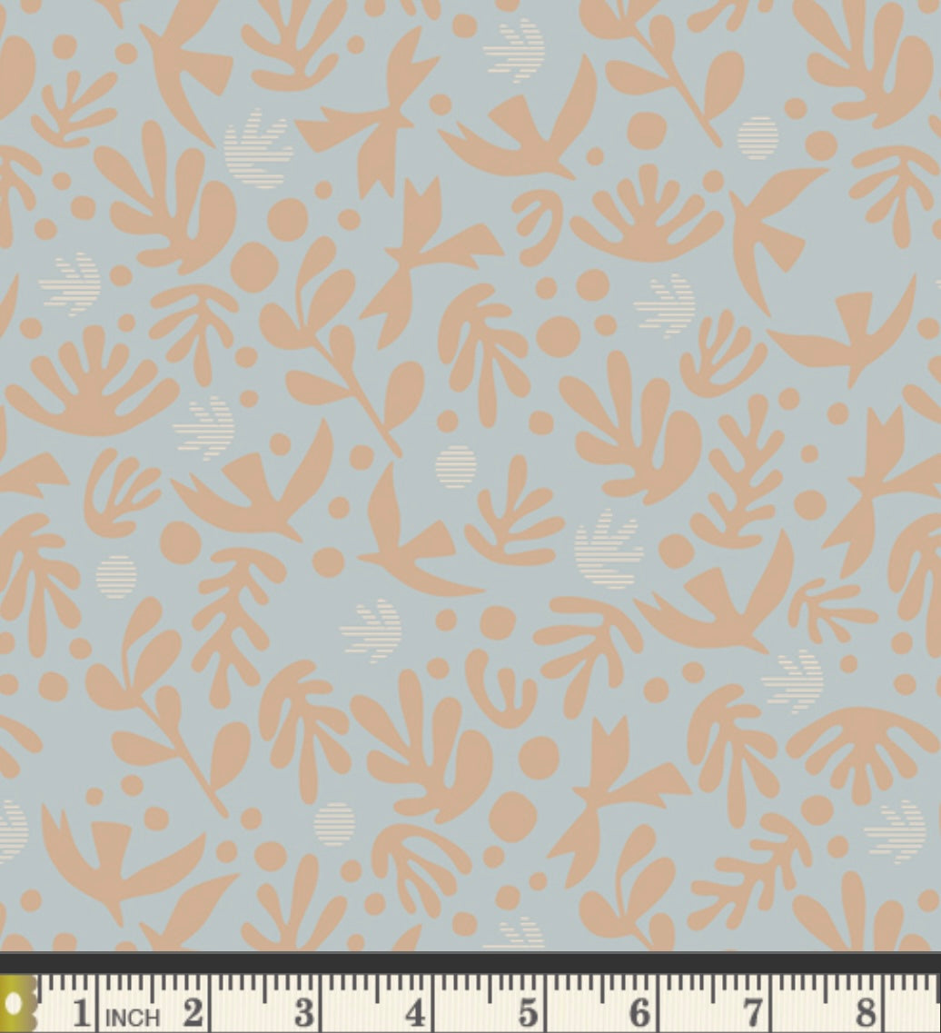 Boho Birds Glacier - Duval Collection by Suzy Quilts - Art Gallery Fabrics