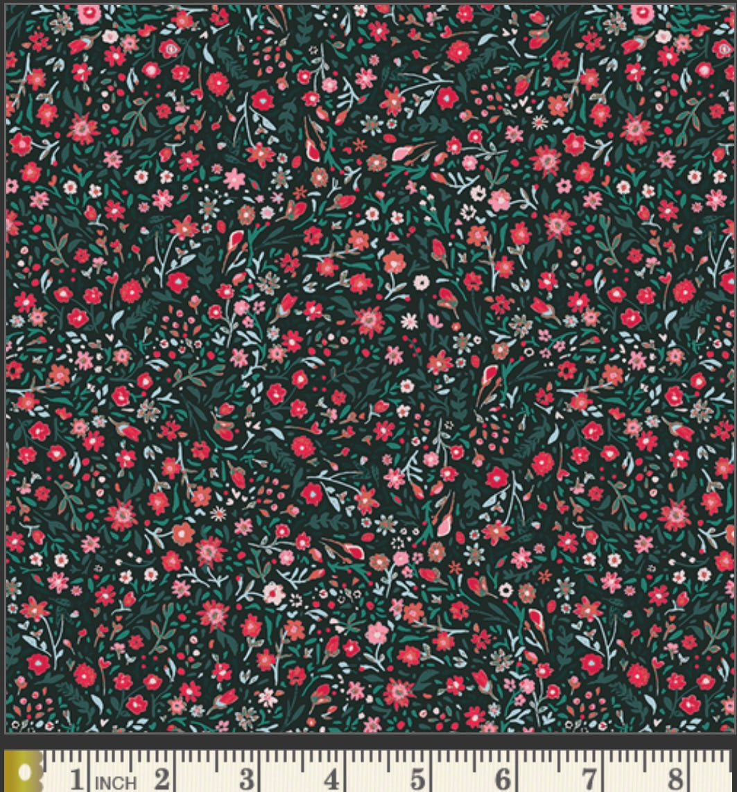 Wintertide Blooms Holly - Wintertale Collection by Katarina Roccella - Art Gallery Fabrics
