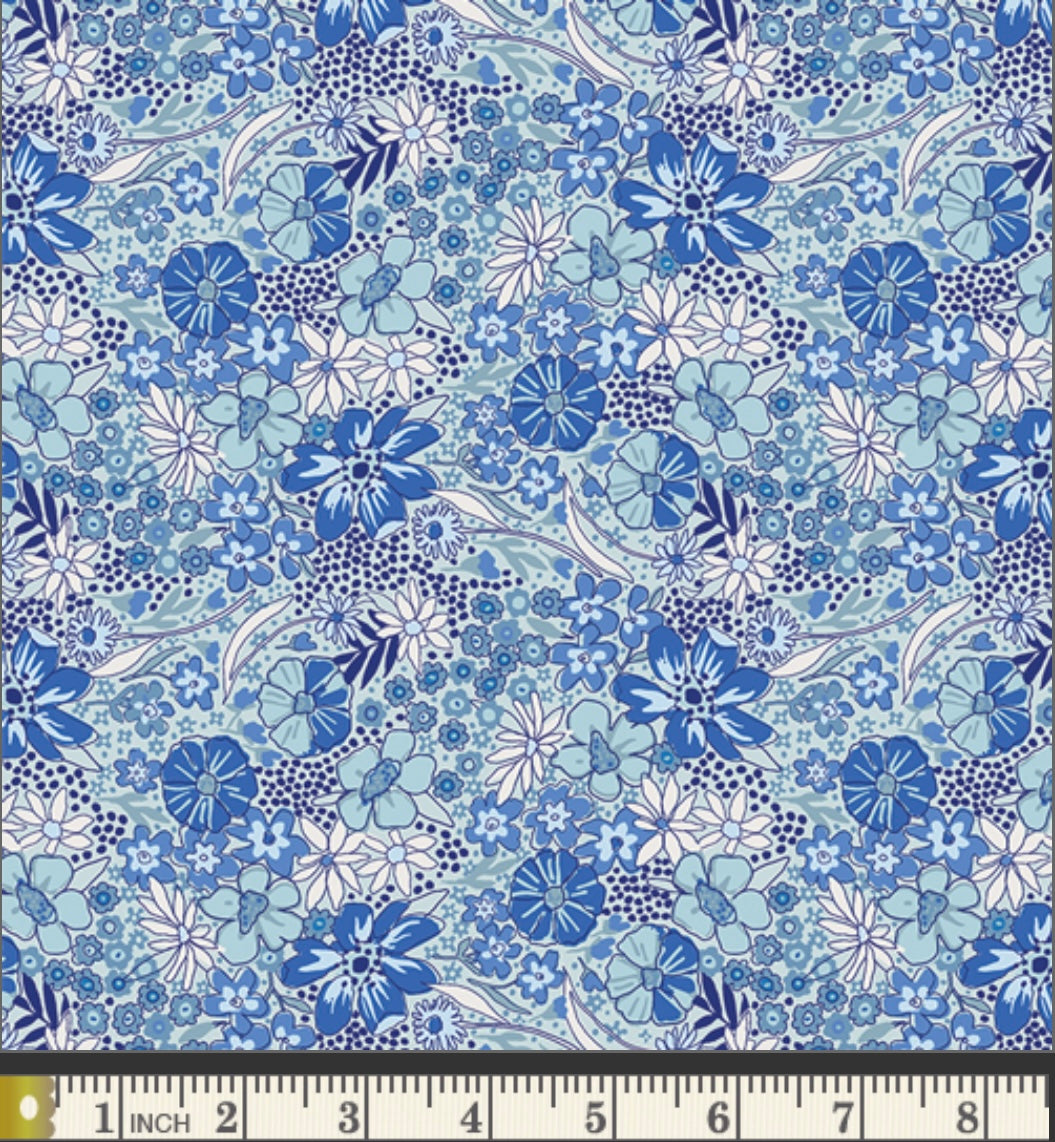Wild Garden Breeze - True Blue Collection by Maureen Cracknell - Art Gallery Fabrics