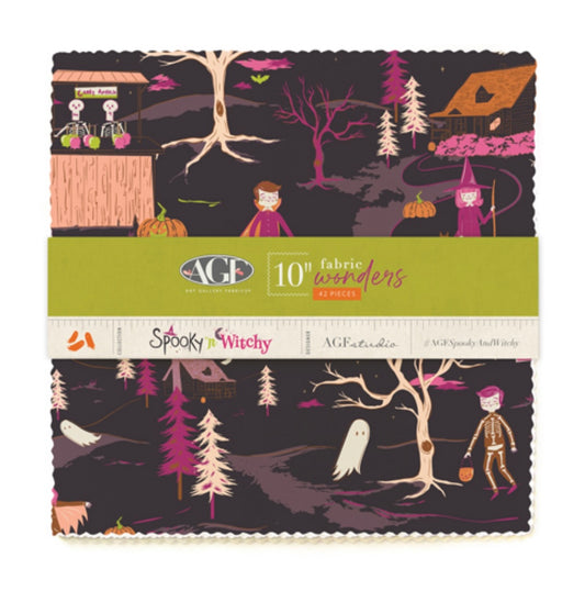 Spooky an’ Witchy Collection Layer Cakes - 10” x 10” - 42 pieces - Art Gallery Fabrics