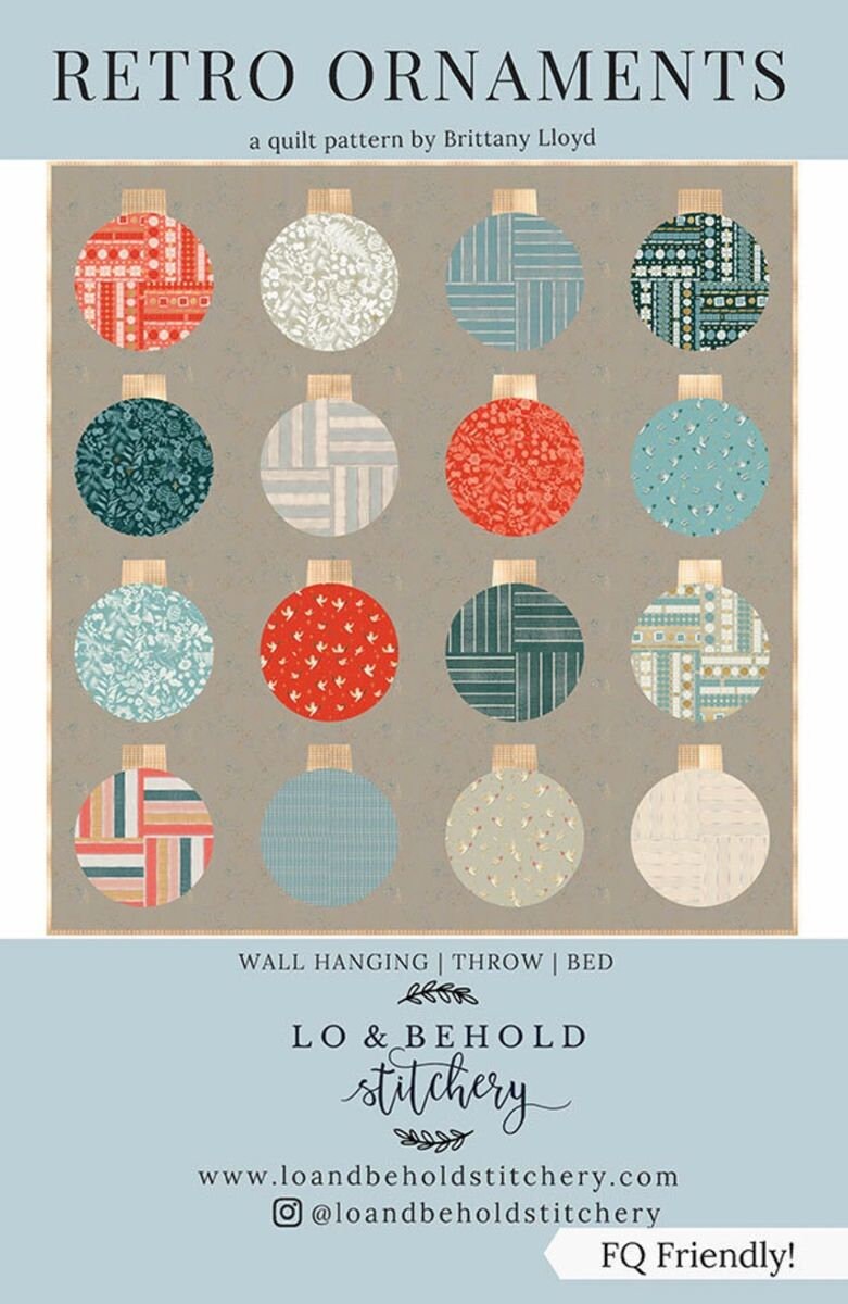 Retro Ornaments Quilt Pattern (paper only) by Lo & Behold Stitchery