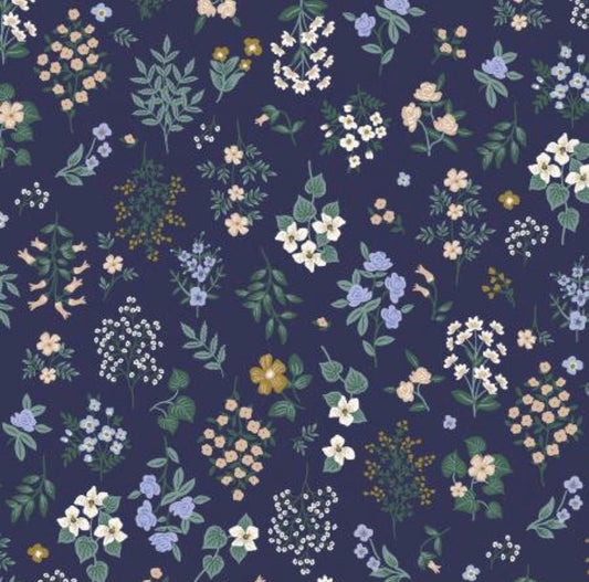Strawberry Fields - Hawthorne Navy by Rifle Paper Co. - 100% Cotton