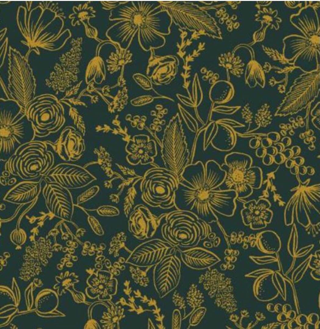 Colette in (Very Dark) Evergreen Metallic - Holiday Classics Collection - Rifle Paper Co - 100% Cotton