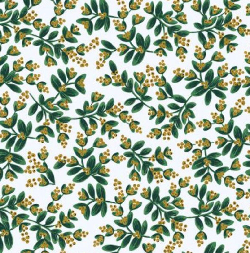 Mistletoe in White Metallic - Holiday Classics Collection - Rifle Paper Co - 100% Cotton