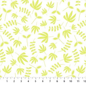 Plants in Chartreuse - Hand Stitched Collection By Karen Lewis - Figo Fabrics - 100% Cotton