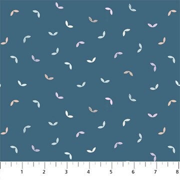 Tossed Leaves In Navy - Hand Stitched Collection by Karen Lewis - Figo Fabrics - 100% Cotton