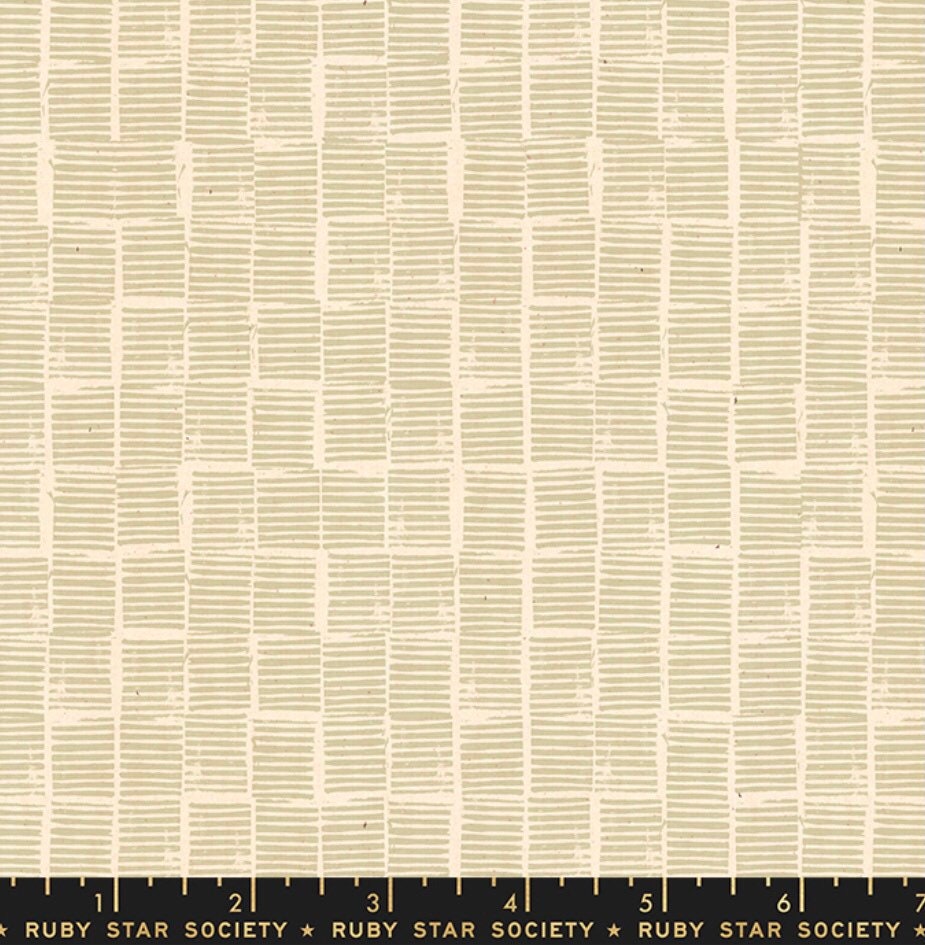 Heirloom Stripe Stamp Khaki - Heirloom Collection - Ruby Star Society - 100% Cotton