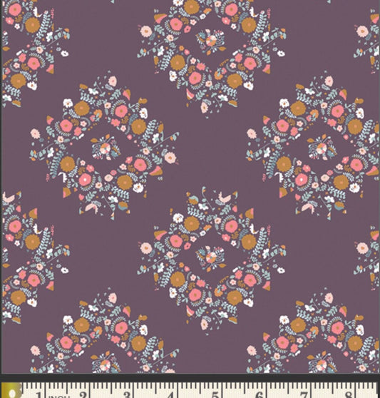 Joy Wreaths Plum - Blithe Collection - Art Gallery Fabrics - 100% Cotton