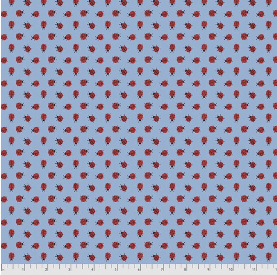 Ladybug Dot - Blue - Ladybird Collection by Dena Designs - Free Spirit Fabrics - 100% Cotton