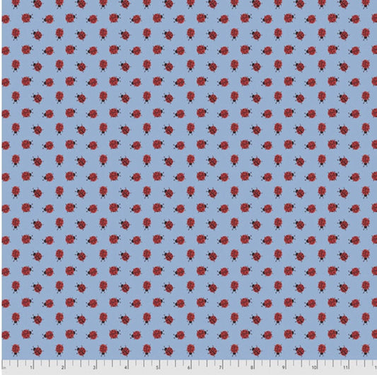 Ladybug Dot - Blue - Ladybird Collection by Dena Designs - Free Spirit Fabrics - 100% Cotton