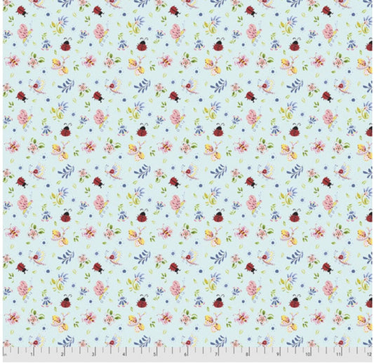 Ditzy Bugs - Aqua - Ladybird Collection by Dena Designs - Free Spirit Fabrics - 100% Cotton