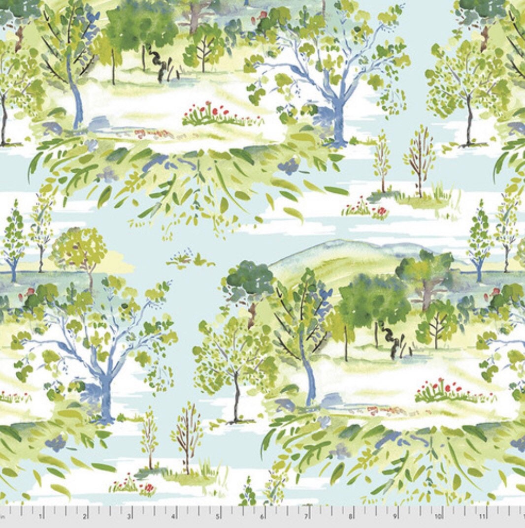 Landscape - Aqua - Ladybird Collection by Dena Designs - Free Spirit Fabrics - 100% Cotton