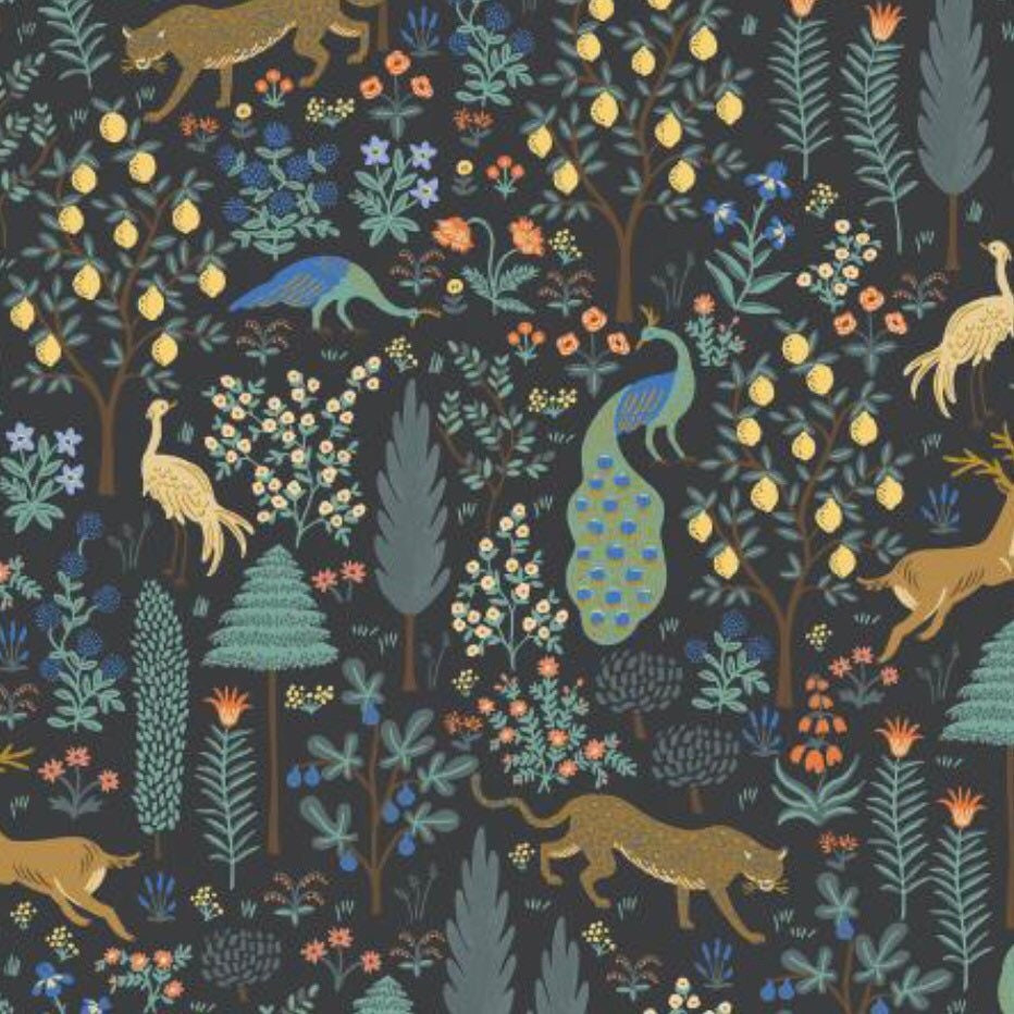 Menagerie - Black Metallic - Camont Collection - Rifle Paper Co - 100% Cotton