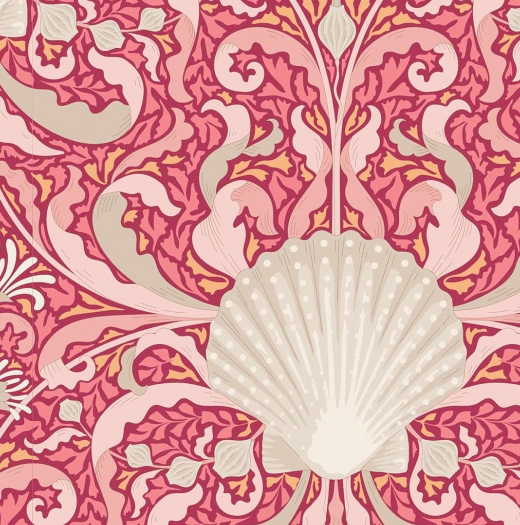 Scallop Shell in Coral - Cotton Beach Collection - Tilda Fabrics - 100% Cotton