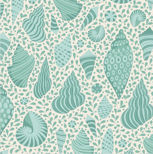 Beach Shells in Teal - Cotton Beach Collection - Tilda Fabrics - 100% Cotton