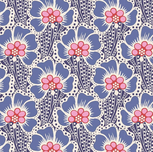 Ocean Flower in Blue - Cotton Beach Collection - Tilda Fabrics - 100% Cotton