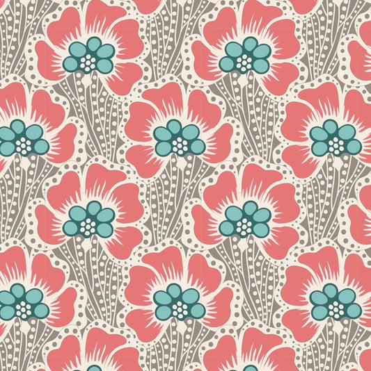 Ocean Flower in Grey - Cotton Beach Collection - Tilda Fabrics - 100% Cotton