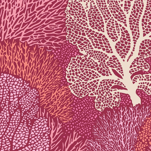 Coral Reef in Coral - Cotton Beach Collection - Tilda Fabrics - 100% Cotton