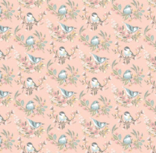 Meadow Nests Pink - Songbird Serenade Collection by Sheri McCulley - Poppie Cotton - 100% Cotton