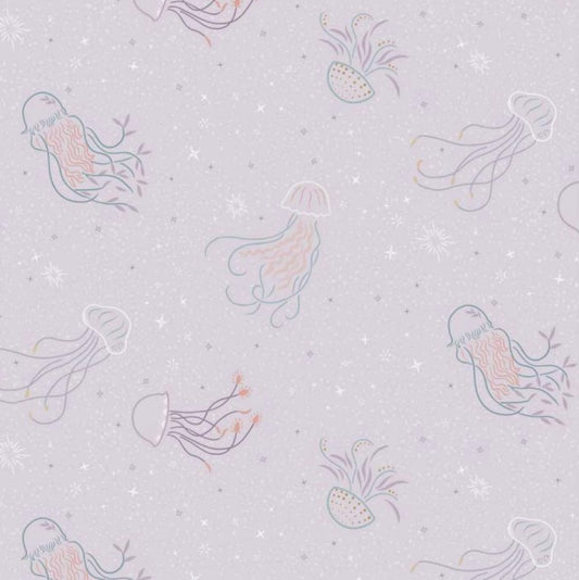 Jellyfish Dance Light Blush Mauve by Cassandra Connolly - Sound of the Sea Collection - Lewis and Irene Fabrics