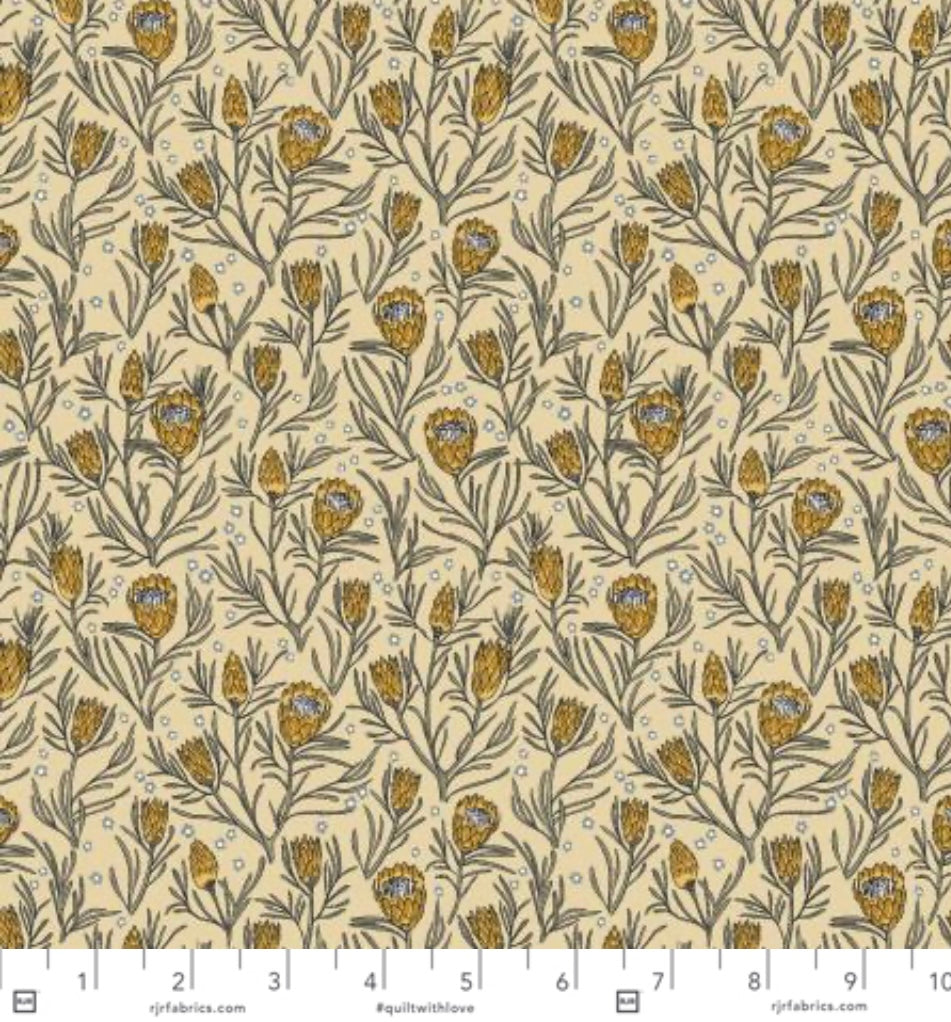 Get Out And Explore - Gemma Earthy Botanics - Yellow Pin Protea Fabric - Cotton + Steel
