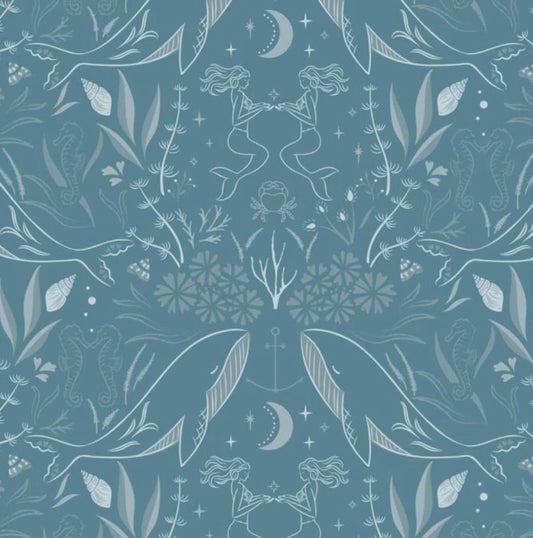 Enchanted Ocean Light Aegean Blue by Cassandra Connolly - Sound of the Sea Collection - Lewis and Irene Fabrics