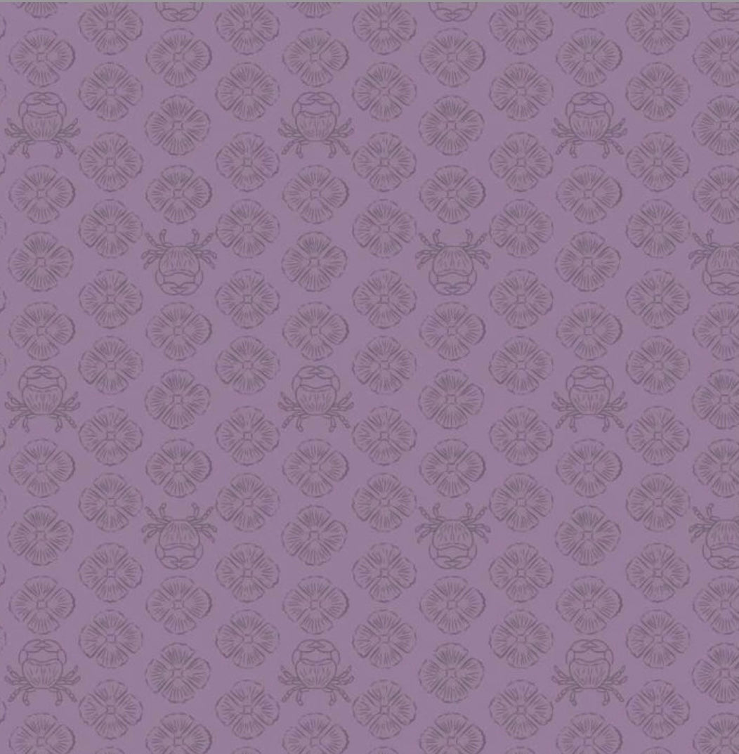 Concealed Crab Twilight Mauve by Cassandra Connolly - Sound of the Sea Collection - Lewis and Irene Fabrics
