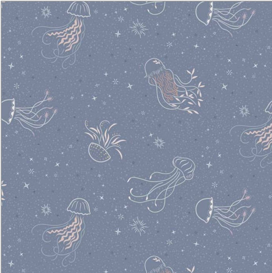 Jellyfish Dance Porpoise Purple by Cassandra Connolly - Sound of the Sea Collection - Lewis and Irene Fabrics