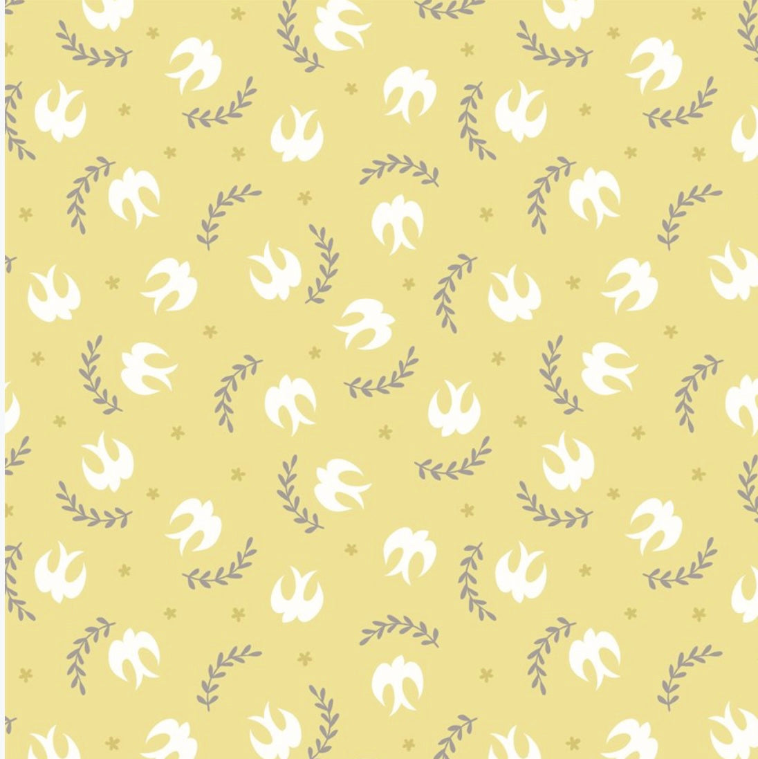 Birds on Yellow - Spring Hare Reloved Collection - Lewis and Irene Fabrics